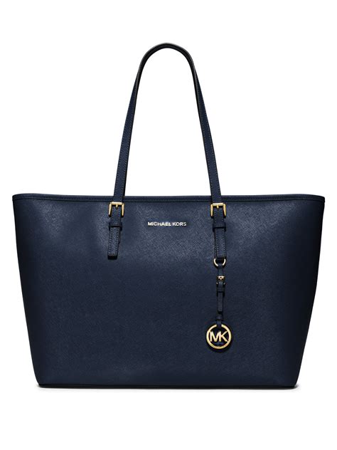 michael michael kors jet set medium travel tote navy